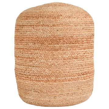 Louis 100% Jute 18" Wide Round Natural Pouf by Kosas Home