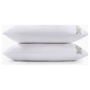 Croscill Signature Hem Sateen Weave 300TC Cotton Pillowcases, Gray, King