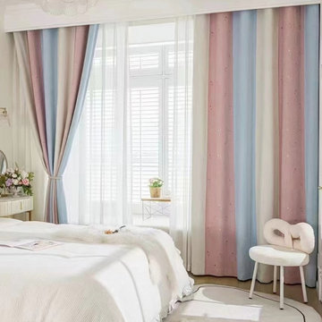 EQYH2407CD Eyelet Extra Wide Living Room Curtains Chenille Stripe
