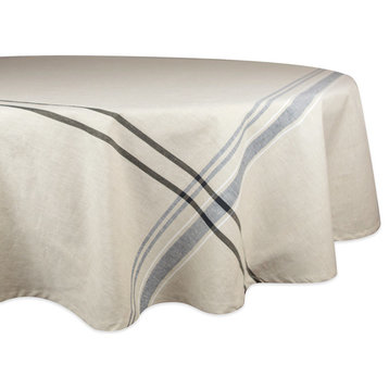 DII Black French Stripe Tablecloth 70" Round