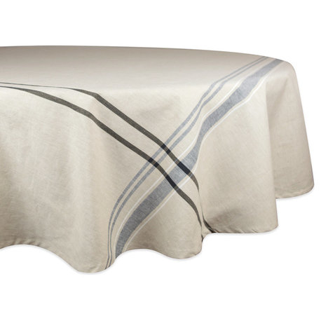 DII Black French Stripe Tablecloth 70" Round