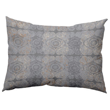 Patina 14"x20" Decorative Abstract Outdoor Throw Pillow, Grey