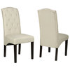 Alessa Camelback Dining Chair, Beige Linen, Set of 2