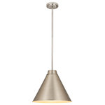 Z-Lite - Eaton One Light Pendant, Brushed Nickel - Choose an industrial-inspired look with the Eaton one-light pendant a superb option for low-key lighting in a custom space. This pendant features a sleek conical silhouette with a shade down rod and canopy crafted of iron and given a brushed nickel finish. Line up a collection to illuminate a kitchen island or place this light individually around a living space for an easy casual feel.