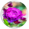 Purple Watercolor Rose Painting, Floral Disc Metal Wall Art, 36"