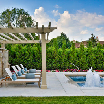 Hinsdale, IL Rectilinear Pool with Hot Tub Inside and Infinity Edge