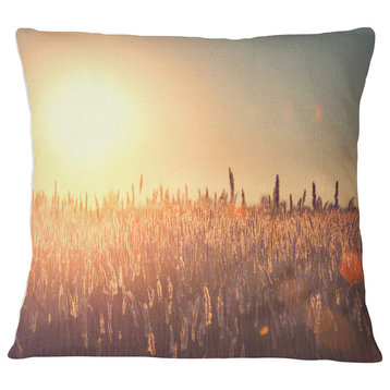 Rural Land under Shining Sun Landscape Printed Throw Pillow, 18"x18"