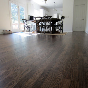SAG HARBOR: RED OAK INSTALLED IN NEW EXTENSION/REFINISH ENTIRE HOME DARK WALNUT