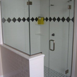 Framless Return Shower Doors with Knee Walls - Shower Doors