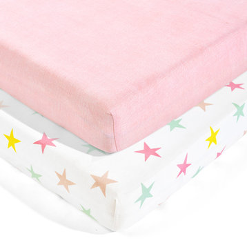 Unicorn Heart Rainbow Cotton Fitted Crib Sheet, Multi, 52"x 28"x9"