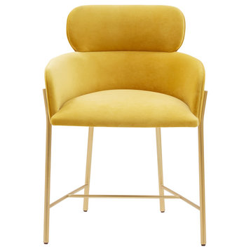 Safavieh Couture Charlize Velvet Dining Chair, Yellow/Gold