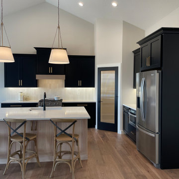 Black Paint and Light White Oak Kitchen Design