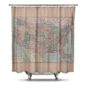 North America Map Shower Curtain Traditional Shower Curtains