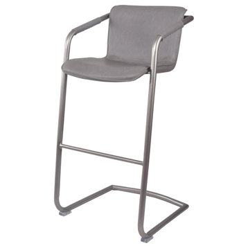 Indy PU Leather Bar Stool,Set of 2 - Antique Graphite Gray