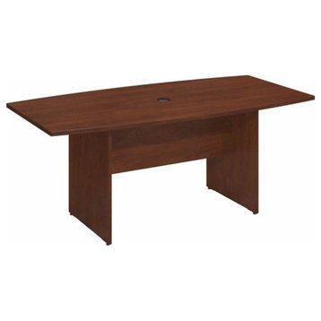 72W x 36D Boat Shaped Conference Table with Wood Base in Hansen Cherry
