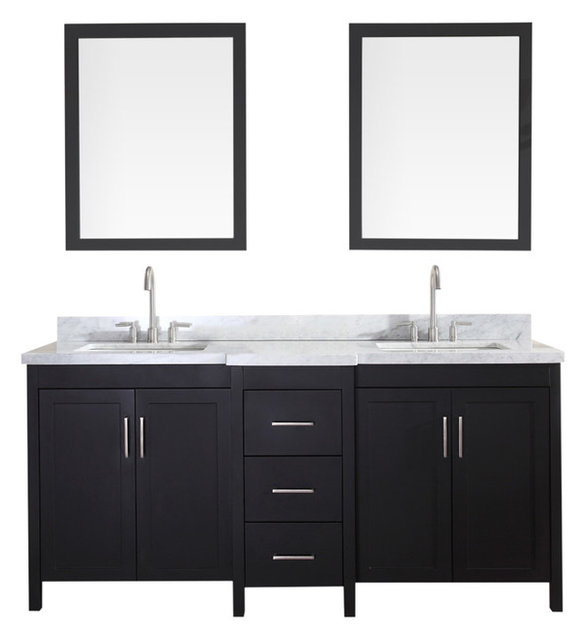Ariel Hollandale 73 Double Sink Vanity Set Black Transitional Ariel Hollandale 73 Double Sink Vanity Set Black