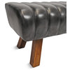 Slate Grey Leather Tuft Rib Bench