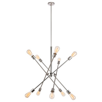 Axel 10 Light Pendant in Polished Nickel