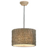 Uttermost Knotted Rattan Drum Pendant, Ivory