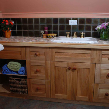 Dayton bathroom. Asian influences in brown maple