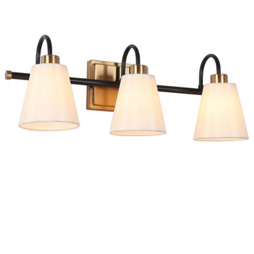 LNC Calista 21.5" 3-Light Matte Black and Polished Gold Modern Vanity Light