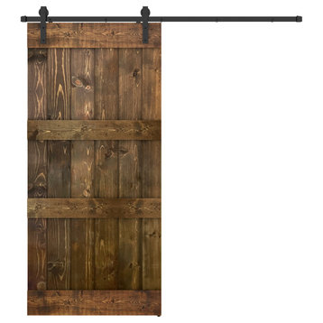 Solid Wood Barn Door, Made in USA, Hardware Kit, DIY, Dark Brown, 38x84"