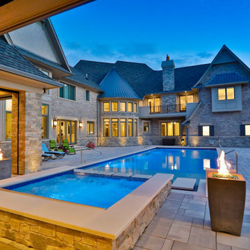 St. Charles Swimming Pool and Hot Tub with Floating Steps