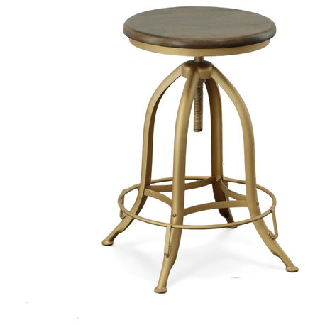 Ryder Adjustable Stool. Elm/Gold