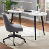 Steve Silver Kinsley White Marble Desk and Gray Upholstered Chair Set