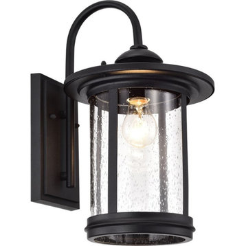 CHLOE Cole Transitional 1 Light Textured Black Outdoor Wall Sconce 16" Height