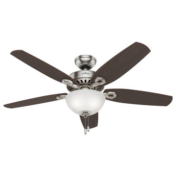 Hunter Fan Company Builder Deluxe Brushed Nickel Ceiling Fan With Light, 52"