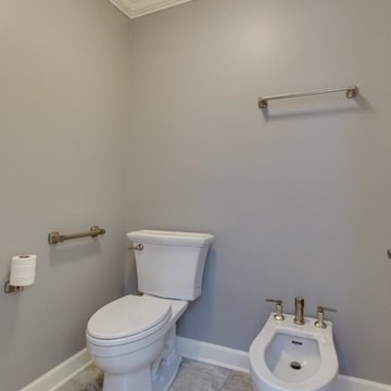 Transitional White Master Bathroom Design Fairfax Station, VA
