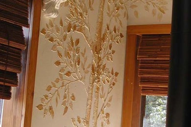 Raised Plaster Life-Sized Aspen Tree Wall Stencil