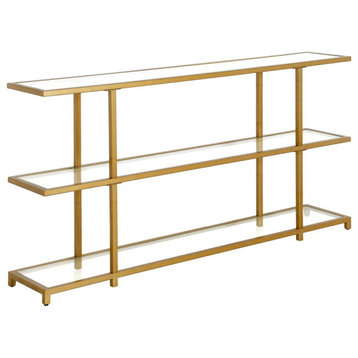 Greenwich 55'' Wide Rectangular Console Table in Brass