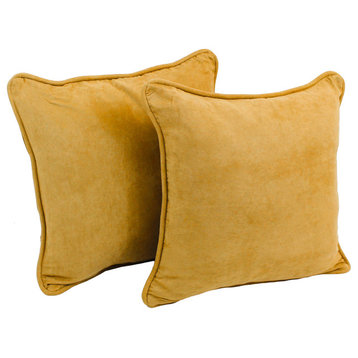 18" Microsuede Square Throw Pillow Inserts, Set of 2, Lemon