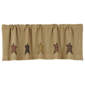 Tan Primitive Kitchen Curtains Sutton Stars Valance Rod Pocket