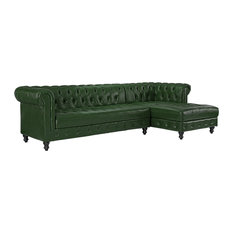 50 Most Por Green Sectional Sofas For 2018 Houzz Sofamania Chesterfield Tufted Leather Sectional Sofa With Right Facing Chaise Green Sofas