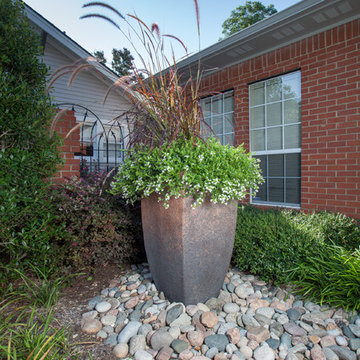 Large Planters with River Rock