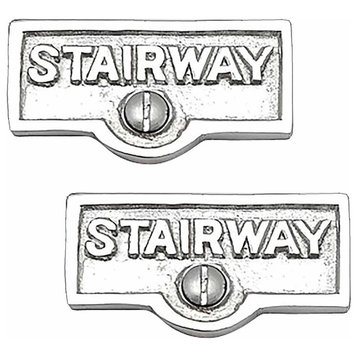 2 Switch Plate Tags STAIRWAY Name Signs Labels Chrome Brass |
