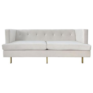 Rendon Velvet Sofa, Cream