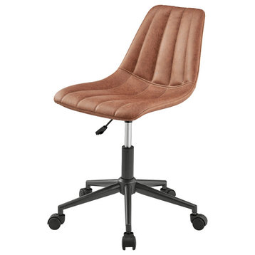Robert PU Swivel Office Chair, Umber Brown, Faux Leather