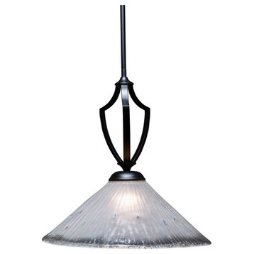 Zilo Pendant, Matte Black, 16" Frosted Crystal Glass
