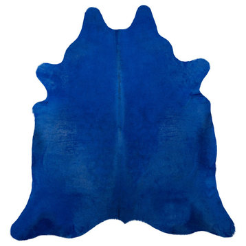 Brazilian Cowhide Rug, Dyed Navy Blue