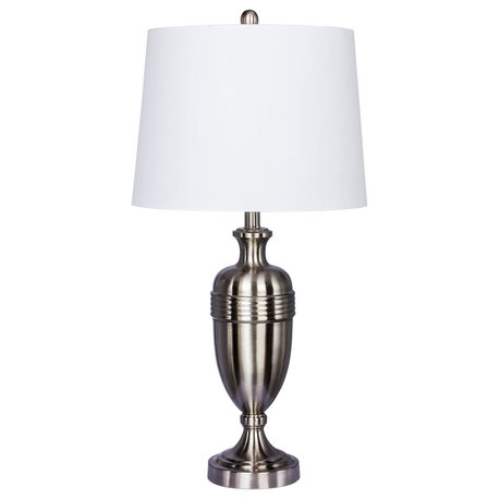 Fangio Lighting's 1590BS 29.25in. Brushed Steel Decorative Urn Table Lamp