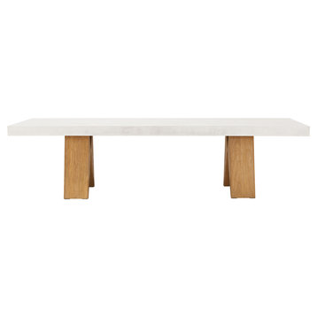 Clip Teak and Concrete Dining Table - 87" - White Outdoor Dining Table