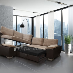 Enzo corner sofa bed with storage - Brown - Sleeper Sofas