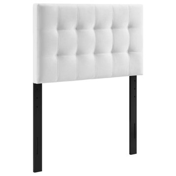 Lily Biscuit Tufted Twin Performance Velvet Headboard, White