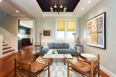 Example of a mid-sized mid-century modern open concept living room design in San Francisco