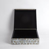 Luxe Mother of Pearl Inlaid Decorative Box  Square 13" Hexagon Honeycomb Shell