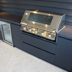 Outdoor Kitchen | Polished Concrete Benchtops, Doors and Drawers - BBQs